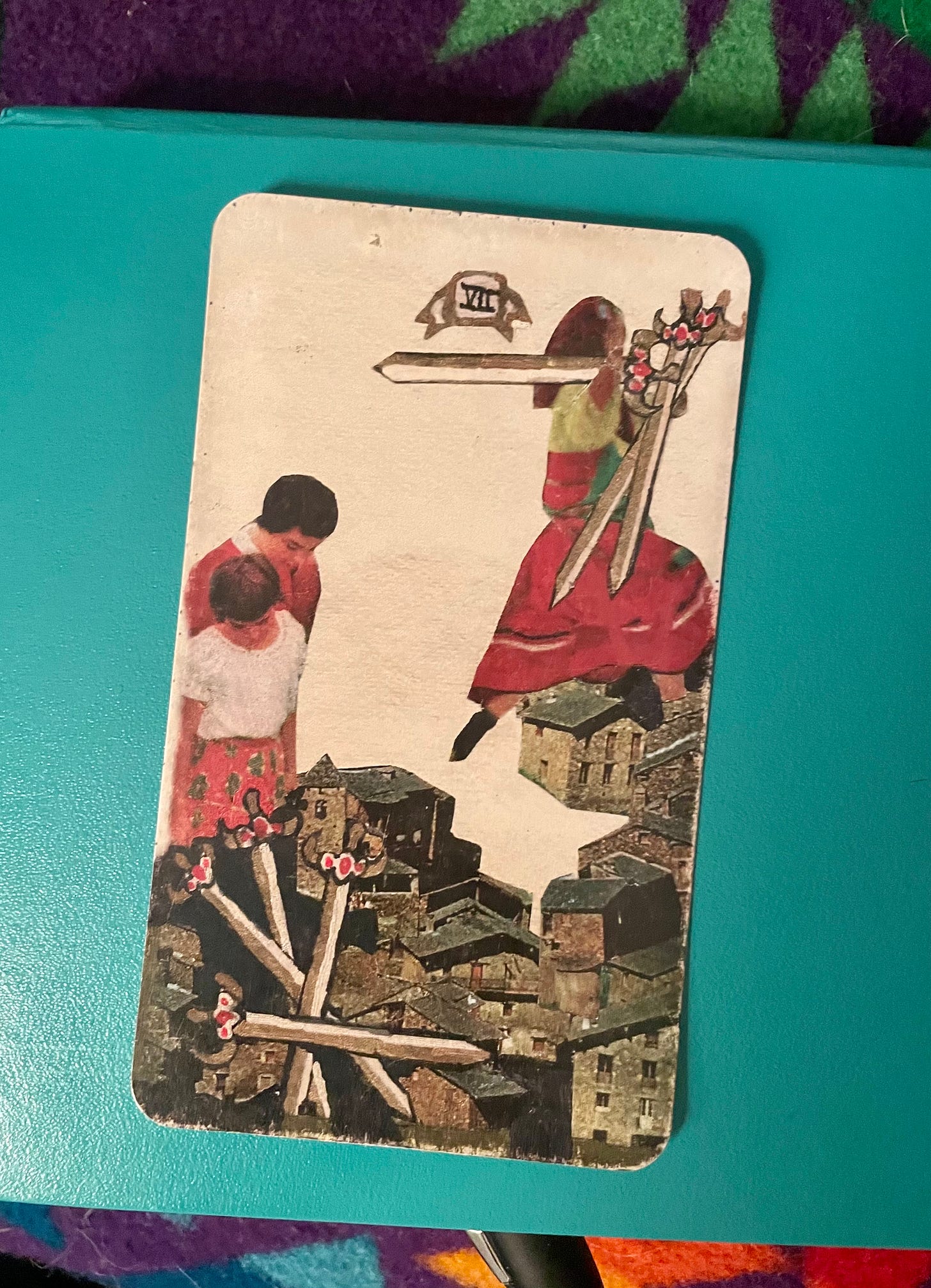 The Seven of Swords from Irene Mudd's Guided Hand Tarot deck