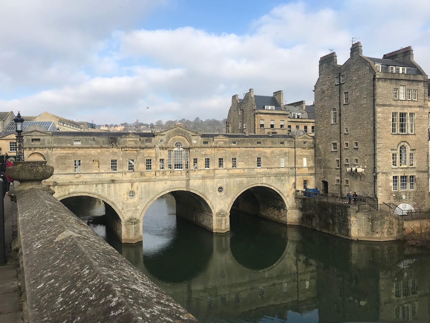 Pulteney Bridge, Bath. One of 4 bridges in the world to have shops on both sides. 