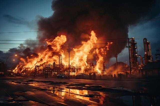 Residents worried they don't have whole picture about health impacts  following two-day oil refinery fire: 'The sky is black'