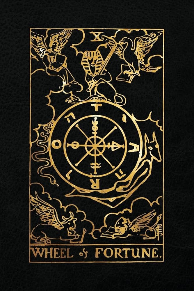Wheel of Fortune: 120 blank pages, Wheel of Fortune Tarot Card Notebook -  Black and Gold - Sketchbook, Journal, Diary (Tarot Card Notebooks) : Tarot  ...