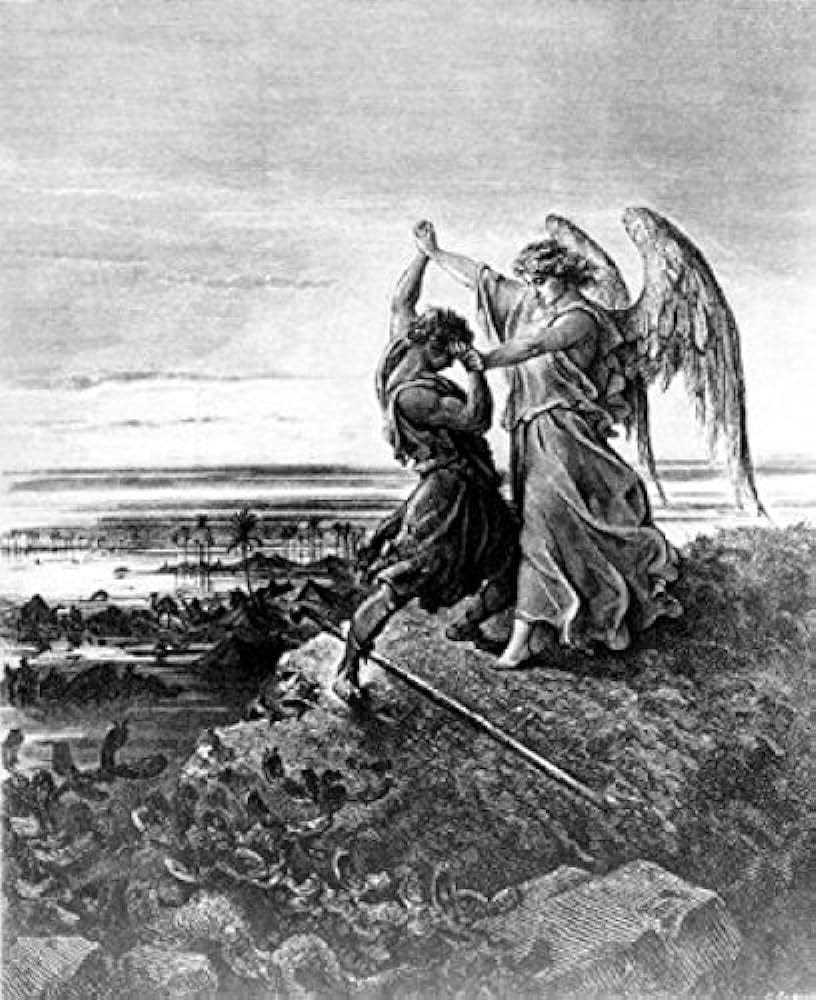Jacob Wrestling with the Angel by Gustave Dore 1832-1883 Poster Print (18 x  24)