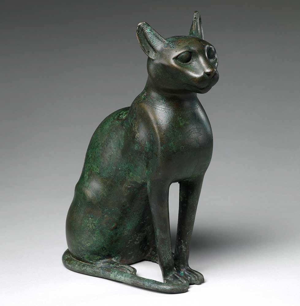 Bronze figure of Bastet as a seated cat, Late Period, Metropolitan Museum, New York