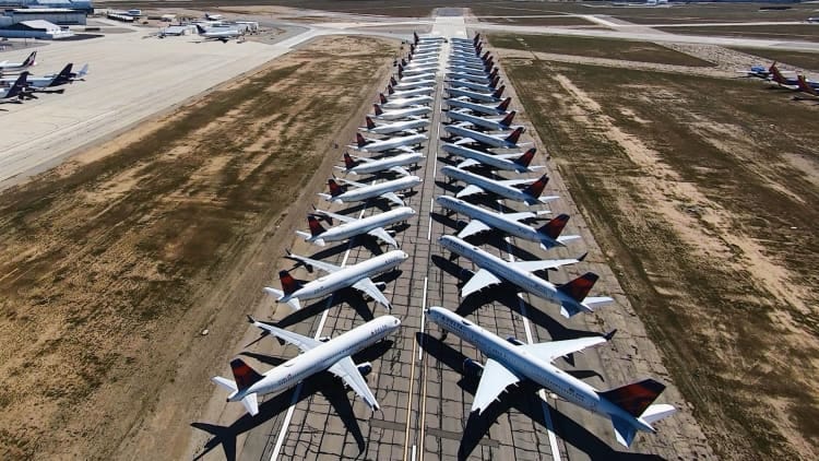 How airlines park thousands of grounded planes amid coronavirus