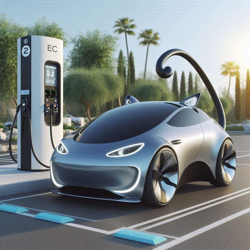 Image of electric car shaped like a cat