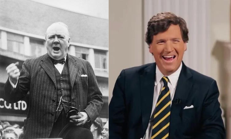 Quillette on X: ""Winston Churchill had a rule that he would never  criticize his own country while he was abroad, but he made up for lost time  when he returned home. Tucker
