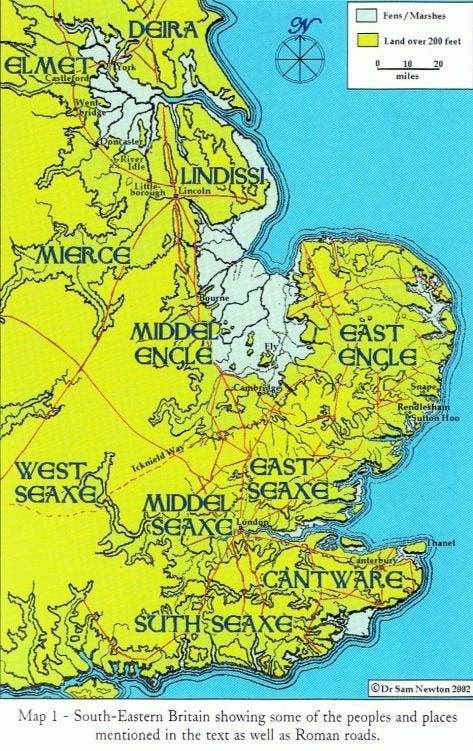 South eastern Egland, Angle Land, places and roads mentioned in Roman text.  Map info compiled 2002 by … | Map of britain, Historical geography, Map of  great britain