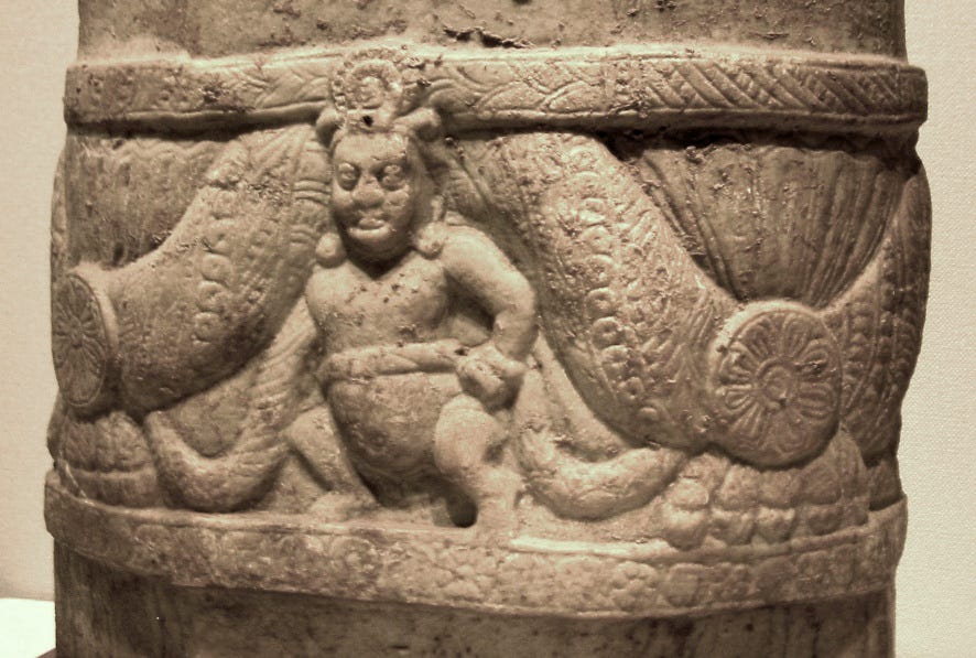 Yaksha holding a garland, Amaravati stupa.