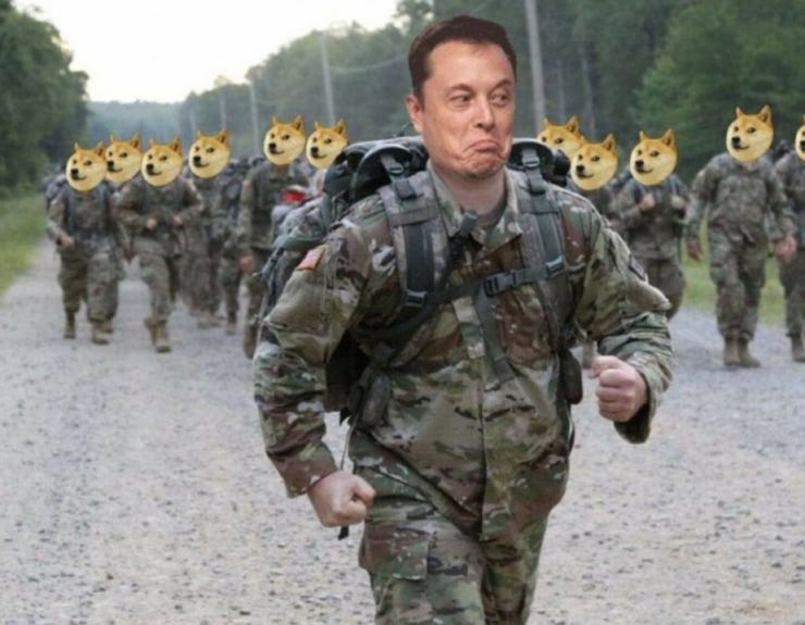 Dogecoin is gathering troops, with Elon at the helm of the #DogecoinArmy