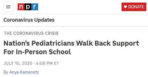 Nation's Pediatricians Walk Back Support For In-Person School