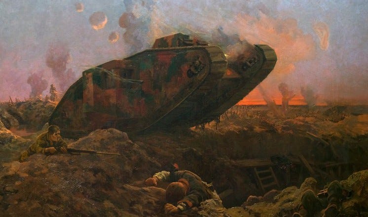 'A Tank in Action' by John Hassall (Usher Gallery collection)