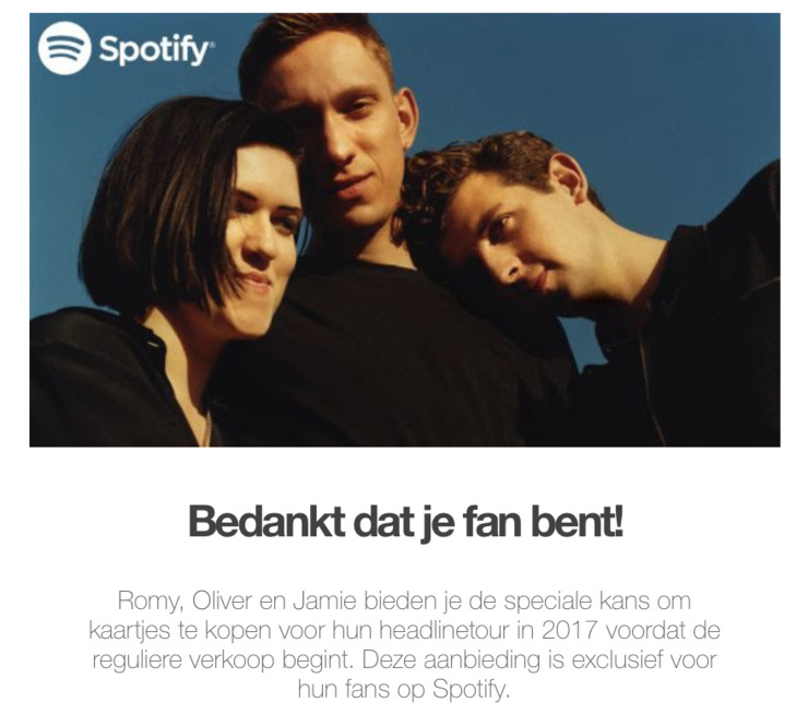 ↪️ linkt rechtstreeks naar een /Spotify- annex ticketpagina op The xx-site.