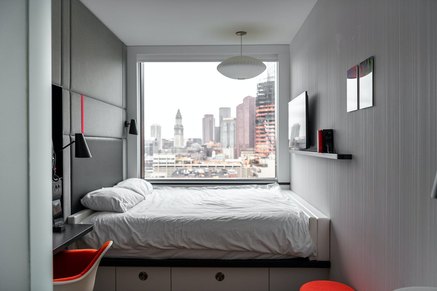 Boston hotel interior design skyline view