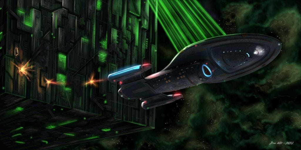USS Voyager – “Borg Escape” – Ana Voltz Art & Illustration