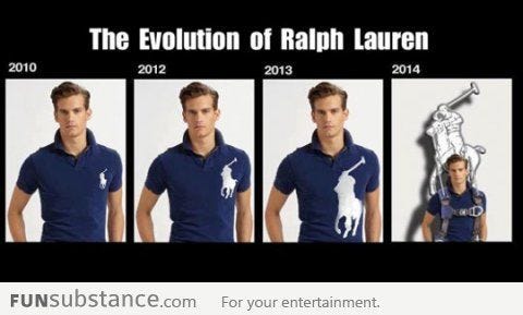 Evolution of Ralph Lauren Logo Size | Ralph lauren, Ralph lauren logo, Ralph  lauren polo shirts