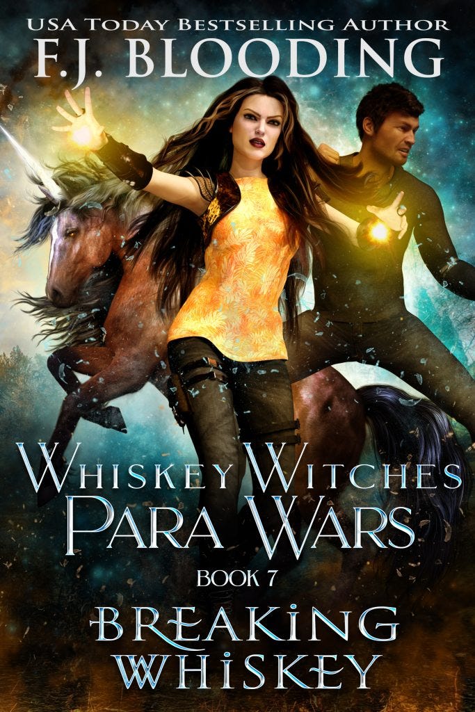 Great new urban fantasy novel cover reveal, Breaking Whiskey, Book 7 in Whiskey Witches Para Wars.