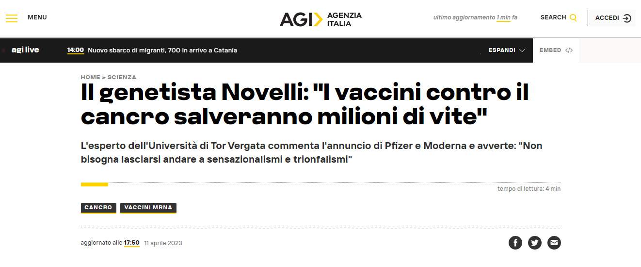 Vaccini funzionano contro cancro e infarto