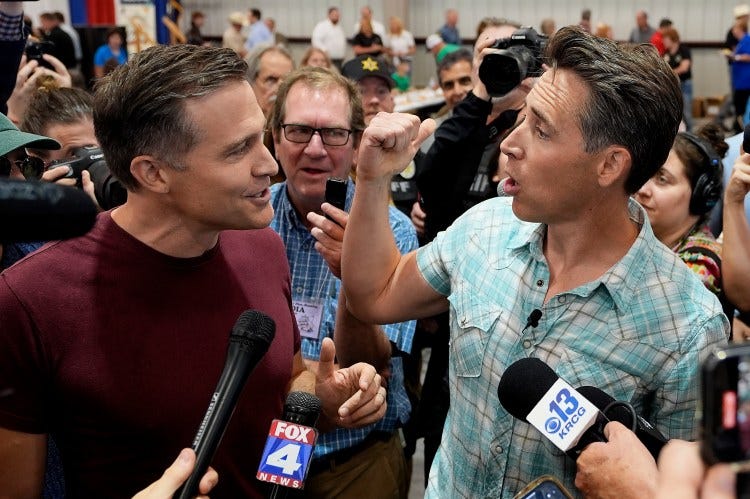 Sen. Josh Hawley and challenger Lucas Kunce argue in tense Missouri State  Fair encounter