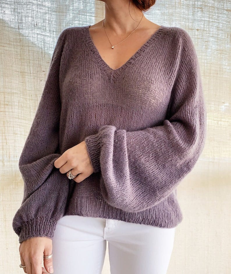 Knitting Pattern Top-Down Sweater Blouse The Mollis image 2