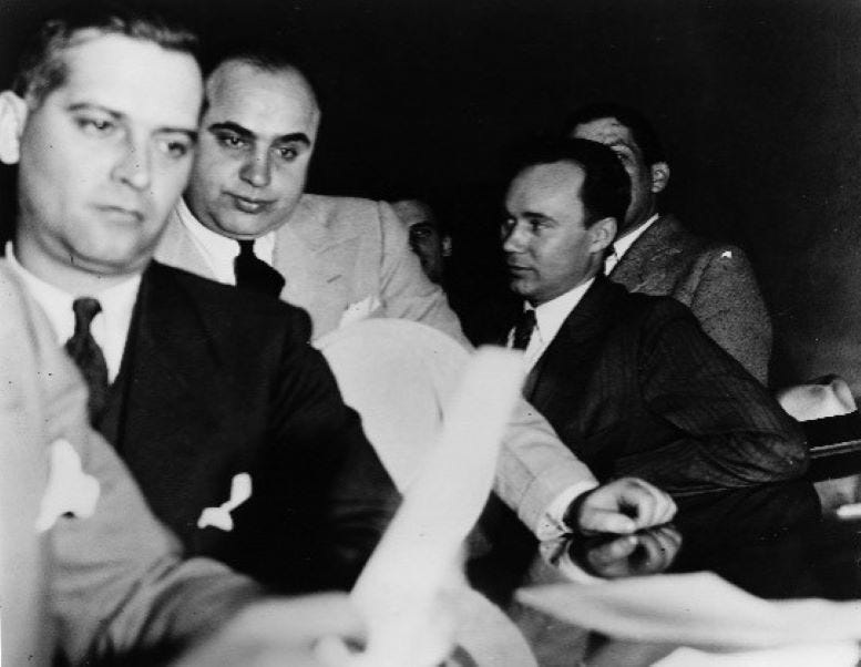 Al Capone in court during his sentencing for tax evasion on October 24, 1931.