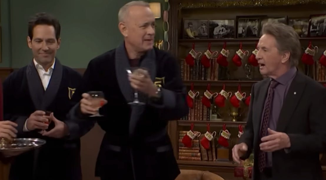 Tom Hanks appeared shaky while handing Martin Short a drink on ‘SNL’