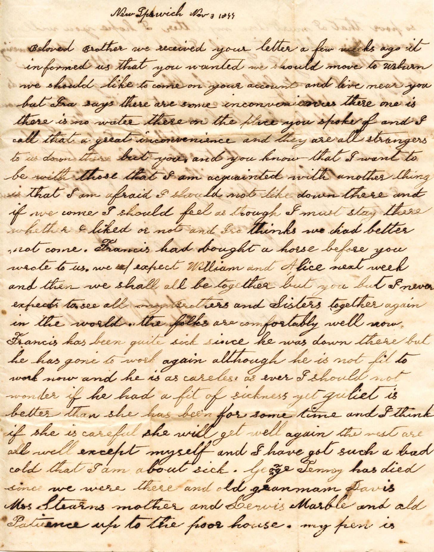 1844 letter - page 1