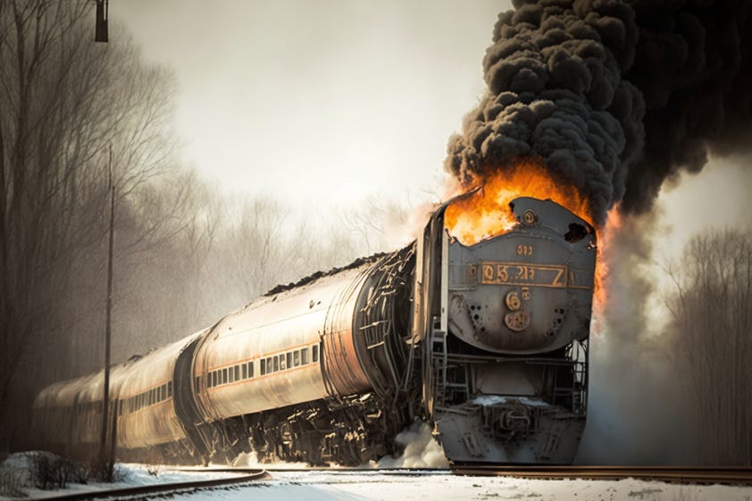AI-generated image for toxic train on fire
