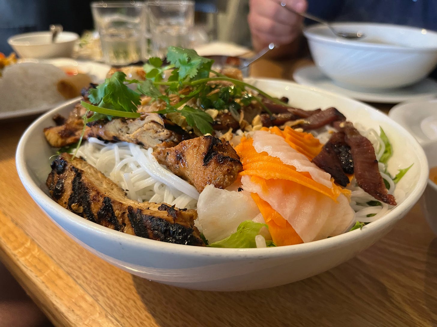 a bowl of Bún Dac Biêt Vietnamese food