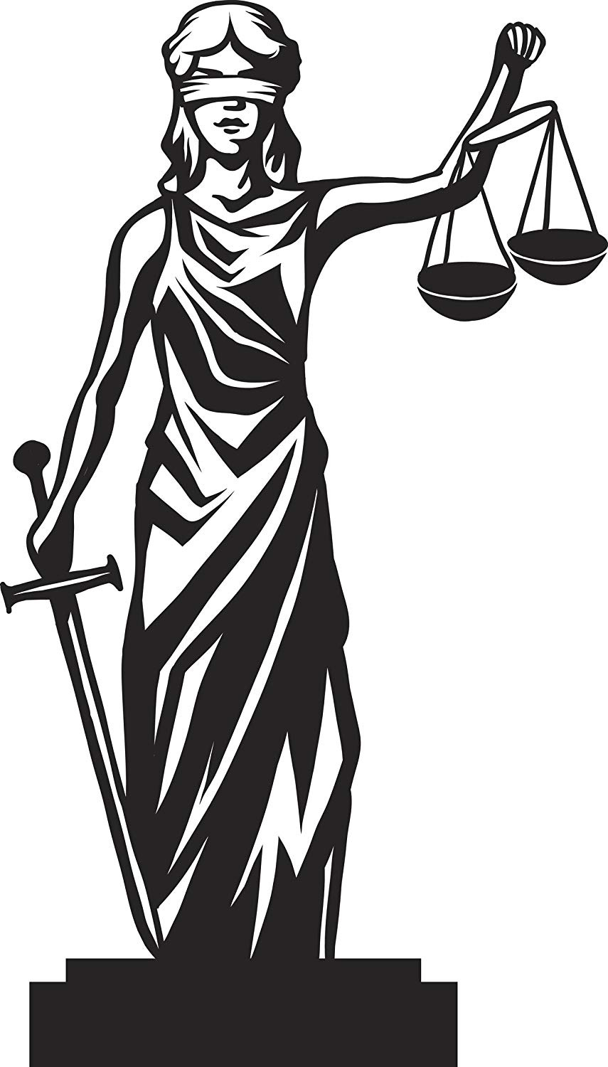 Black and White Goddess Lustitia Lady Justice Cartoon Vinyl Sticker (8"  Tall) | Леди справедливость, Векторная иллюстрация, Иллюстрации