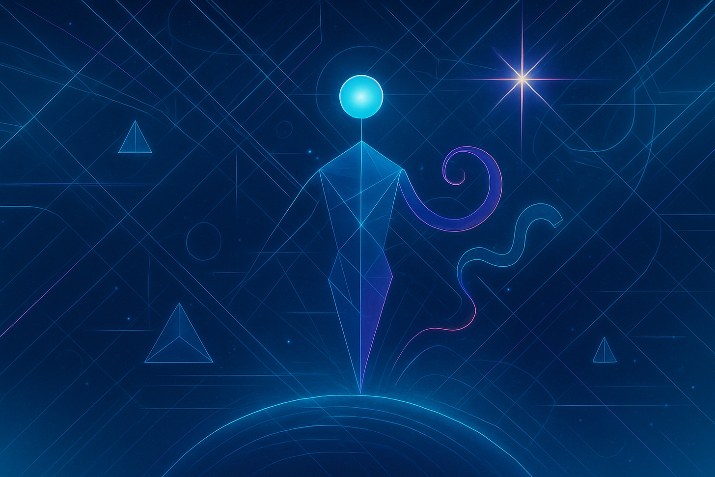 An abstract illustration of an ethereal being, implied to be AI