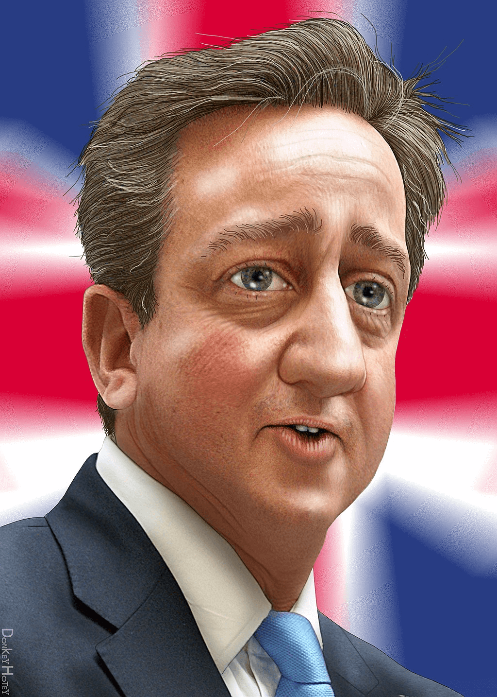 Caricature of former UK prime minister David Cameron: (c) DonkeyHotey, 2011, CC BY 2.0 via Wikimedia