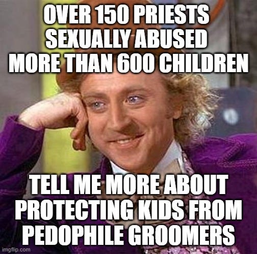 Over 150 priests sexually abused more than 600 children. Tell me more about protecting kids from pedophile groomers