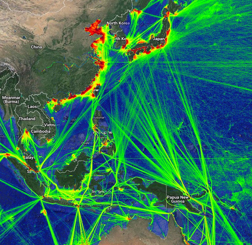 Ankit Panda on X: "East Asian marine traffic density. #SouthChinaSea  #EastChinaSea #China #Japan https://t.co/nTI7b8DphX" / X