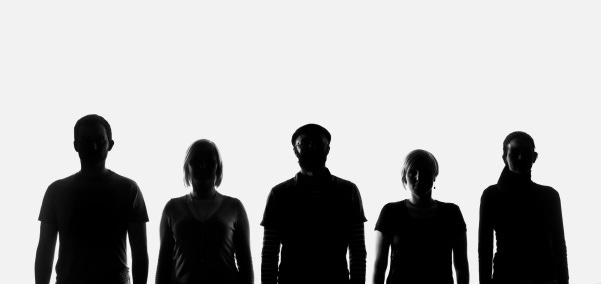 Five Silhouettes Of People Stock Photo - Download Image Now - iStock