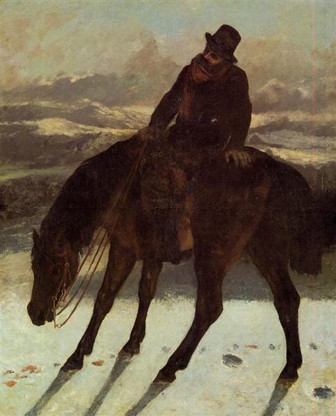 Hunter on Horseback, Redcovering the Trail, 1864 - Gustave Courbet