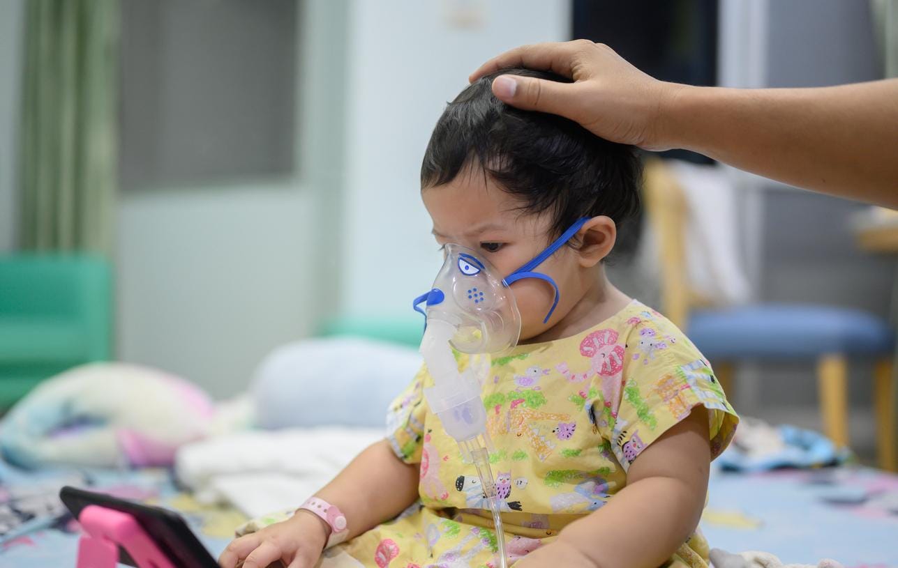 Infant with RSV in hospital