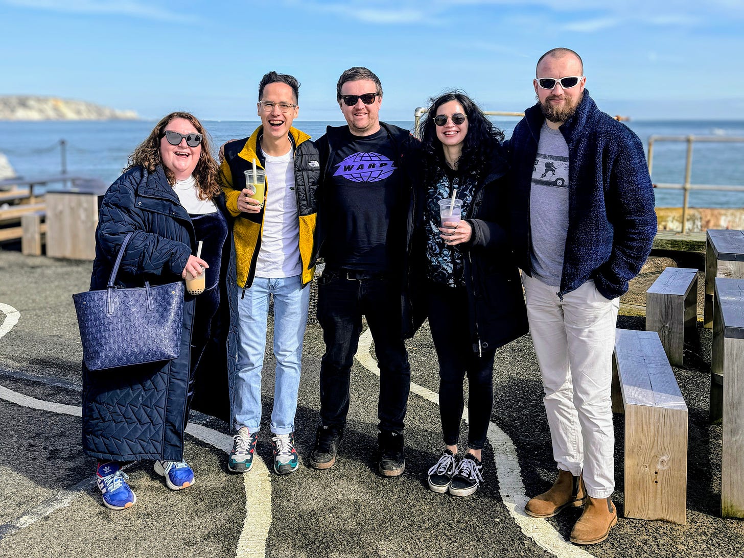 Team image - L-R: Becky Brook (Business Development Advisor), Jason Reed (Head of Growth & Operations), David Ronan (CEO), Angeliki Mourgela (Research Engineer), William Trevis (Full-Stack Engineer)