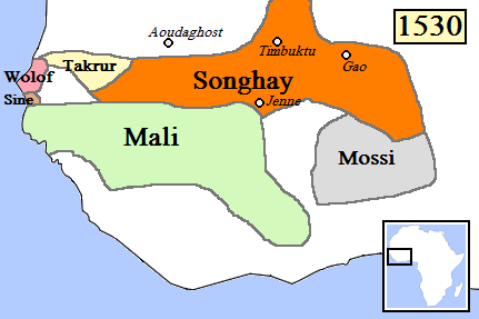 Area occupied by Mossi Kingdoms, c. 1530.