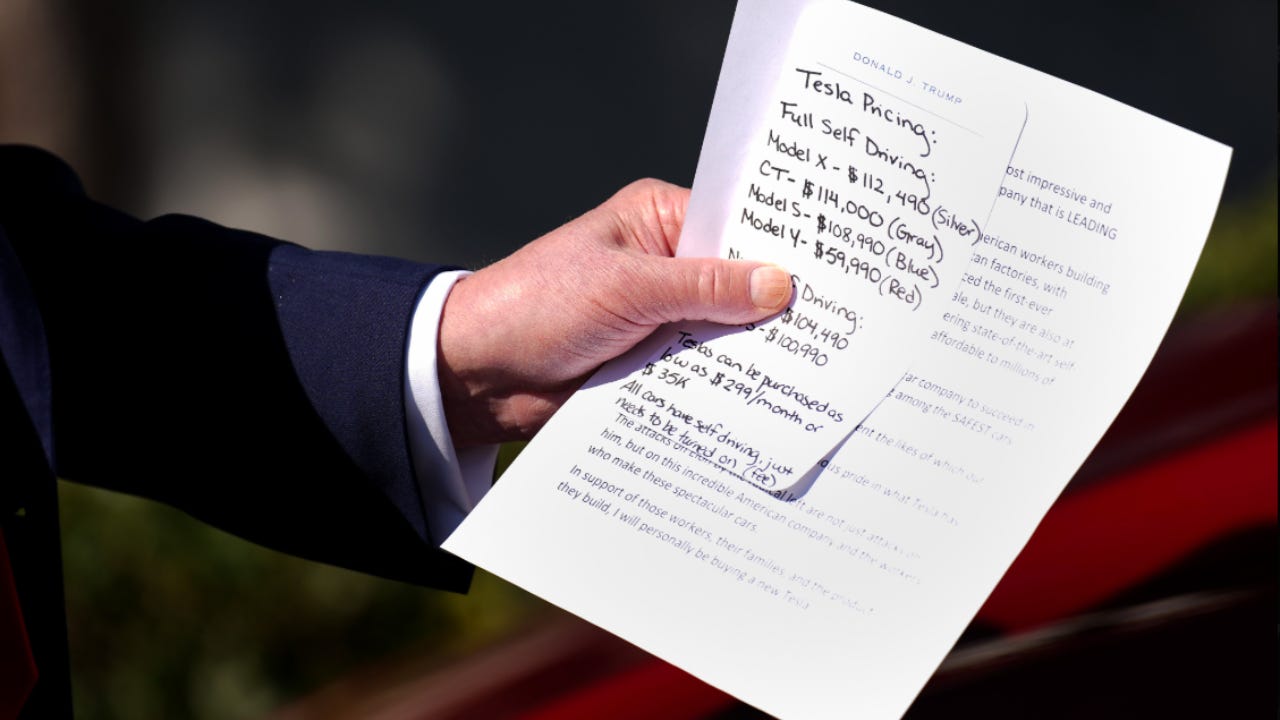 Photo Of Trump Holding Handwritten Tesla Sales Pitch At White House Event  Viral | Watch | Times Now