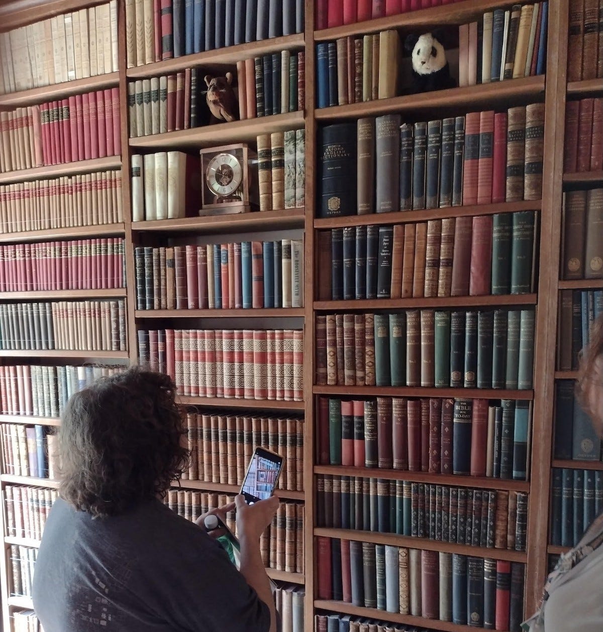 Annette in Winston Churchill's library, photographing his panda