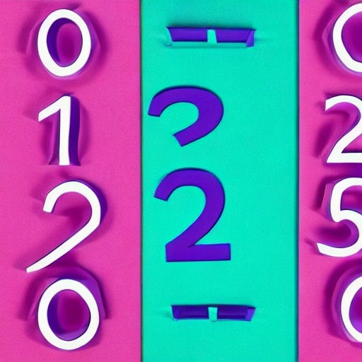 The numbers 1 2 3 4 5 on a purple, pink, and turquoise background, as generated by DeepAI.