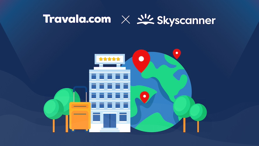 Travala.com & Skyscanner Partnership Banner