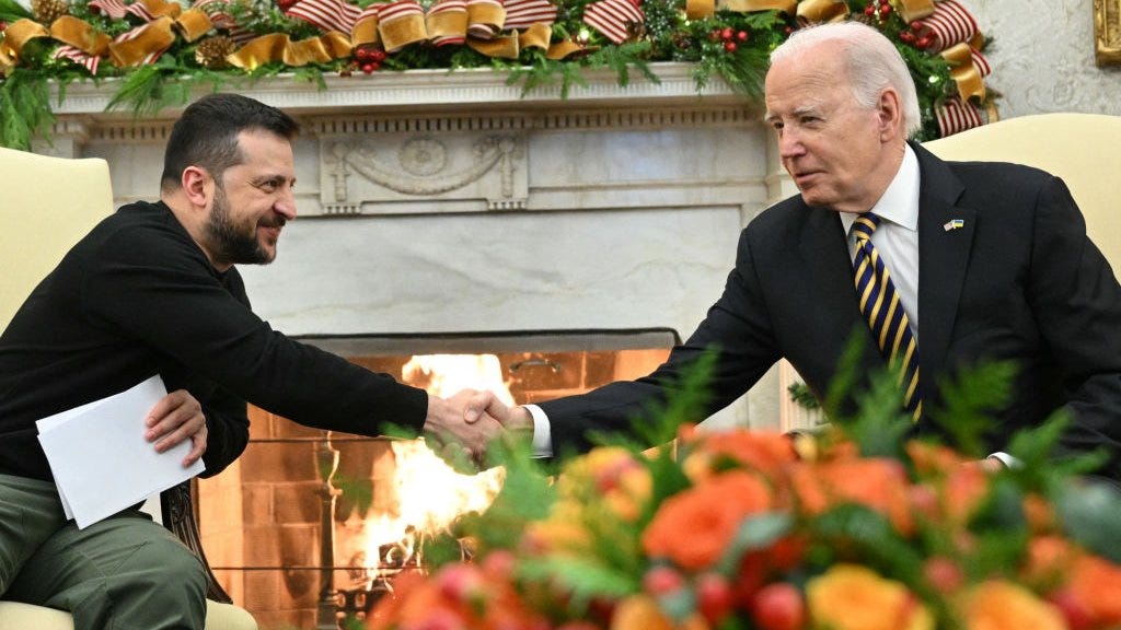 Ukraine's Volodymyr Zelensky meets Joe Biden and Mike Johnson after US  $61bn aid package stalls - live updates - BBC News