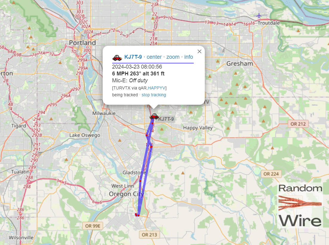 APRS track after properly configuring the FTM-300DR radio