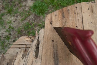 Sawing with handsaw