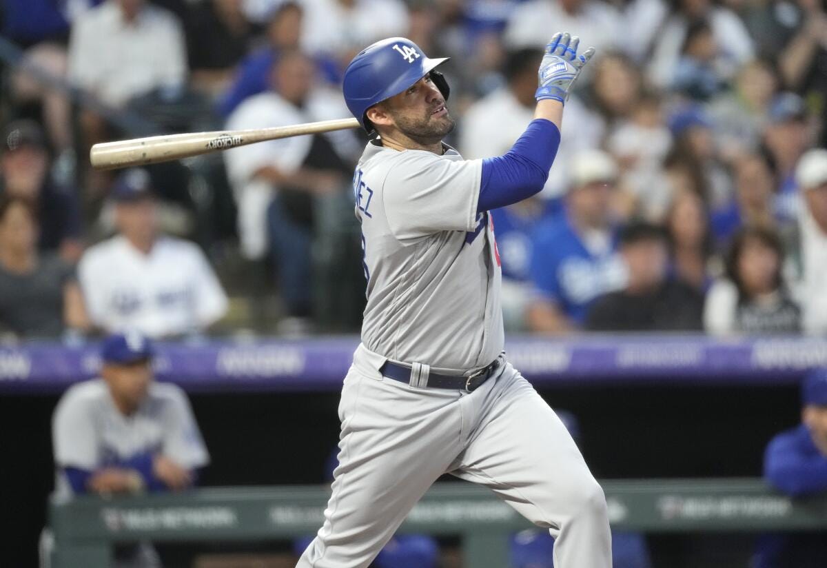 J.D. Martinez and Dodgers make RBI history in loss to Rockies - Los Angeles  Times