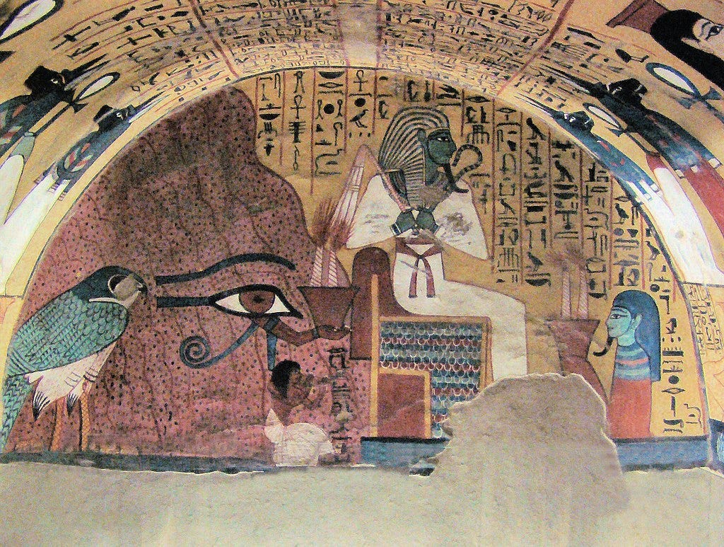 Magnificent ancient Egyptian paintings on the walls of a tomb. Magnificent ancient Egyptian paintings on the walls of a tomb.