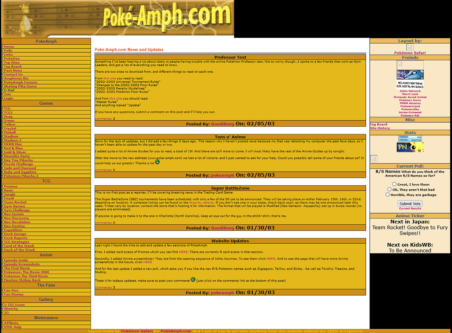Poké-Amph’s layout from February 2003