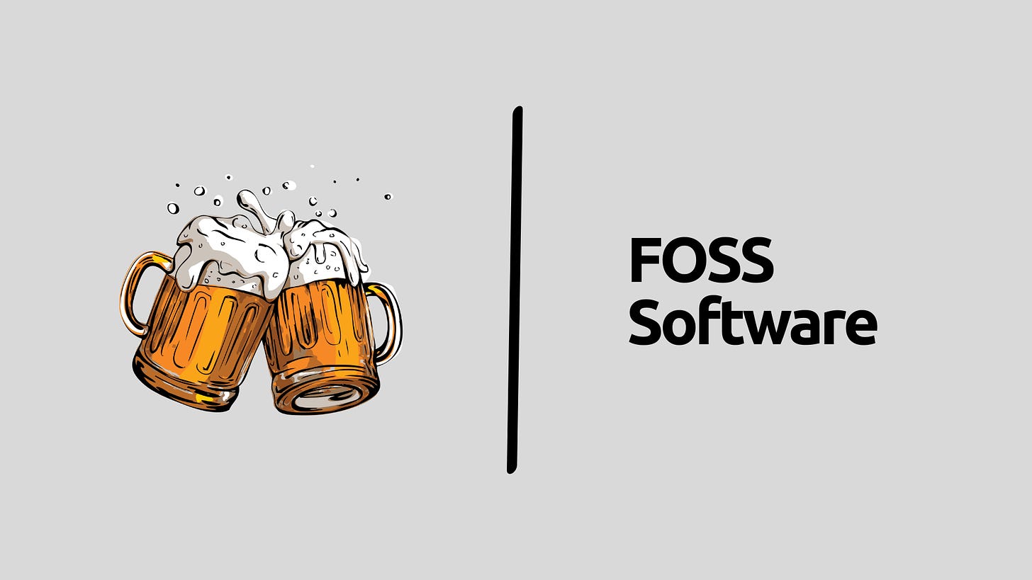 Beers in an illustration of FOSS software