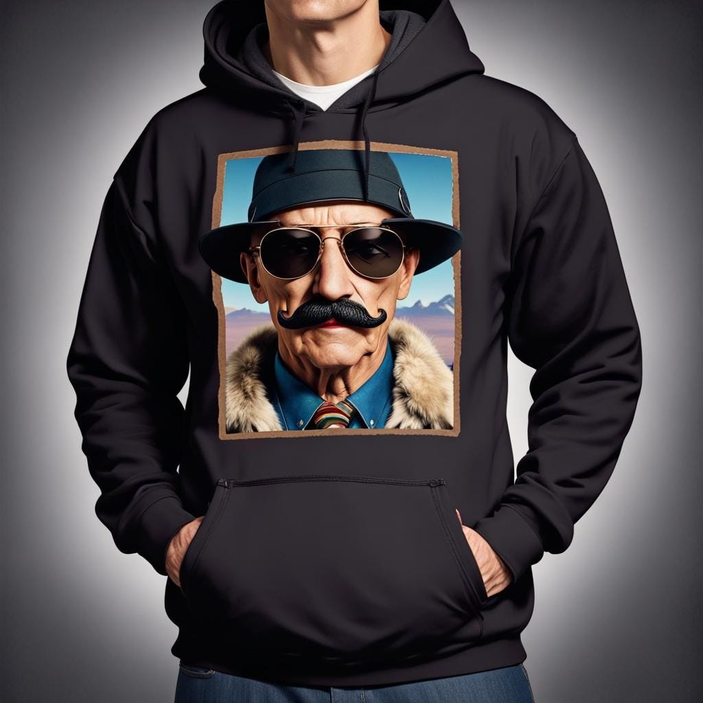 Native American nightwatchman D.B. Cooper disguise fake mustache sunglasses hoodie