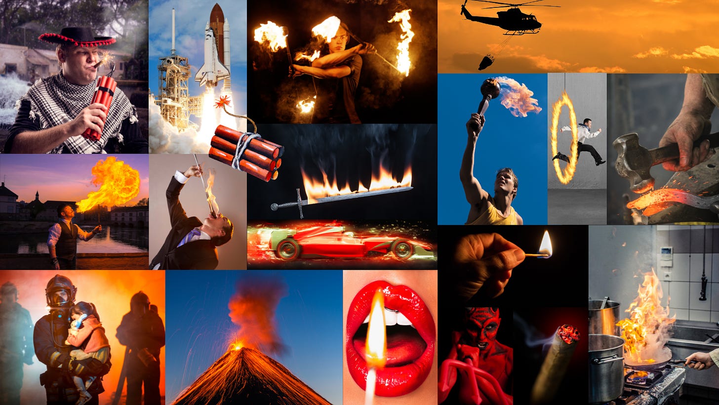Collage of photographs representing Aries.